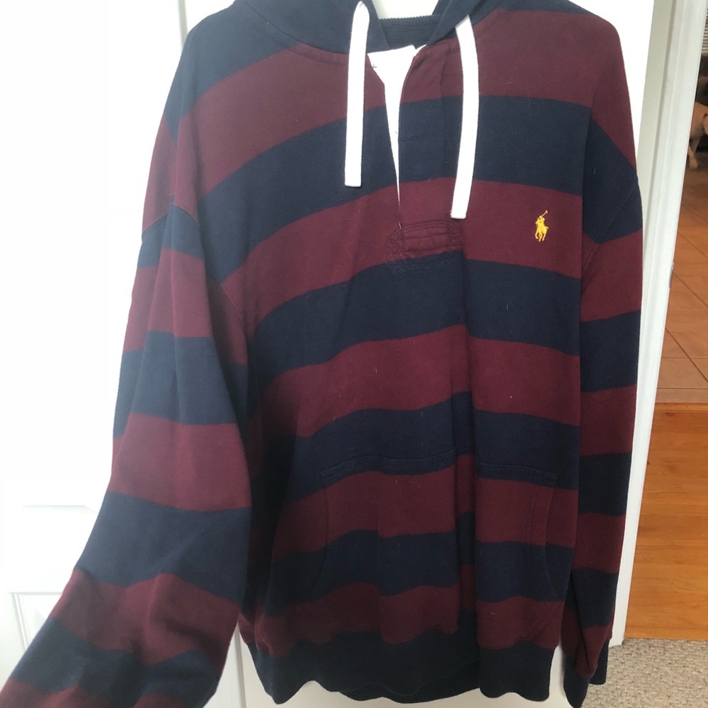 Polo burgundy and navy striped sweatshirt